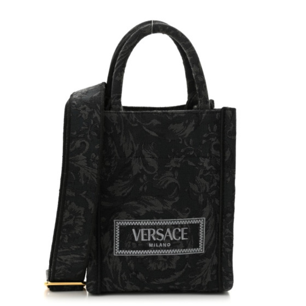VERSACE 
Jacquard Barocco Mini Athena Tote Black
